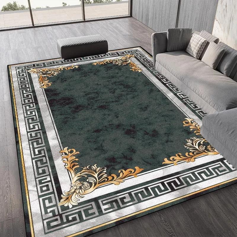 

Классический серый ковер с греческим бордюром, коврик для украшения дома, элегантный винтажный ретро-роскошный декор для пола гостиной, традиционный дизайн 40X60CM