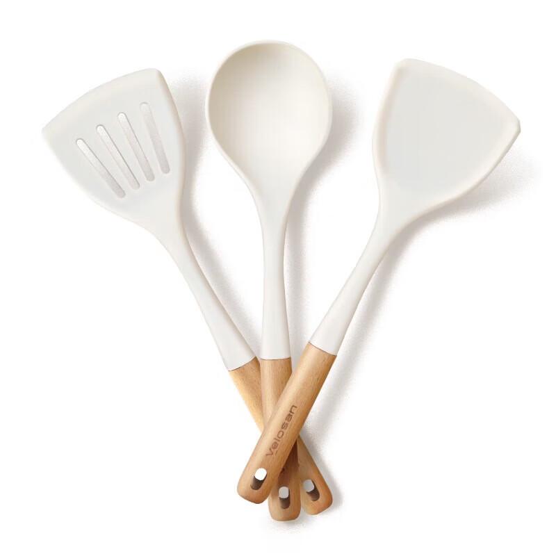 Velosan Silicone & Beech Wood Kitchen Utensil Set