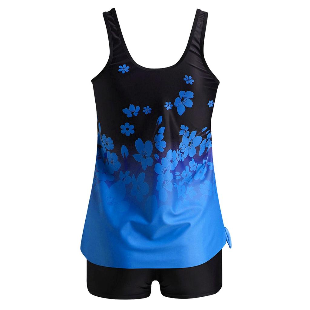 Women's Printed Panel Split Flat Angle Large Dreess Swimsuit Swimwear Bathing Suit