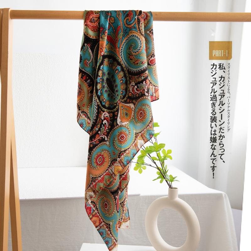 100% Mulberry Silk Scarf  Four Seasons New Printed Shawl Large Square Scarf Gift