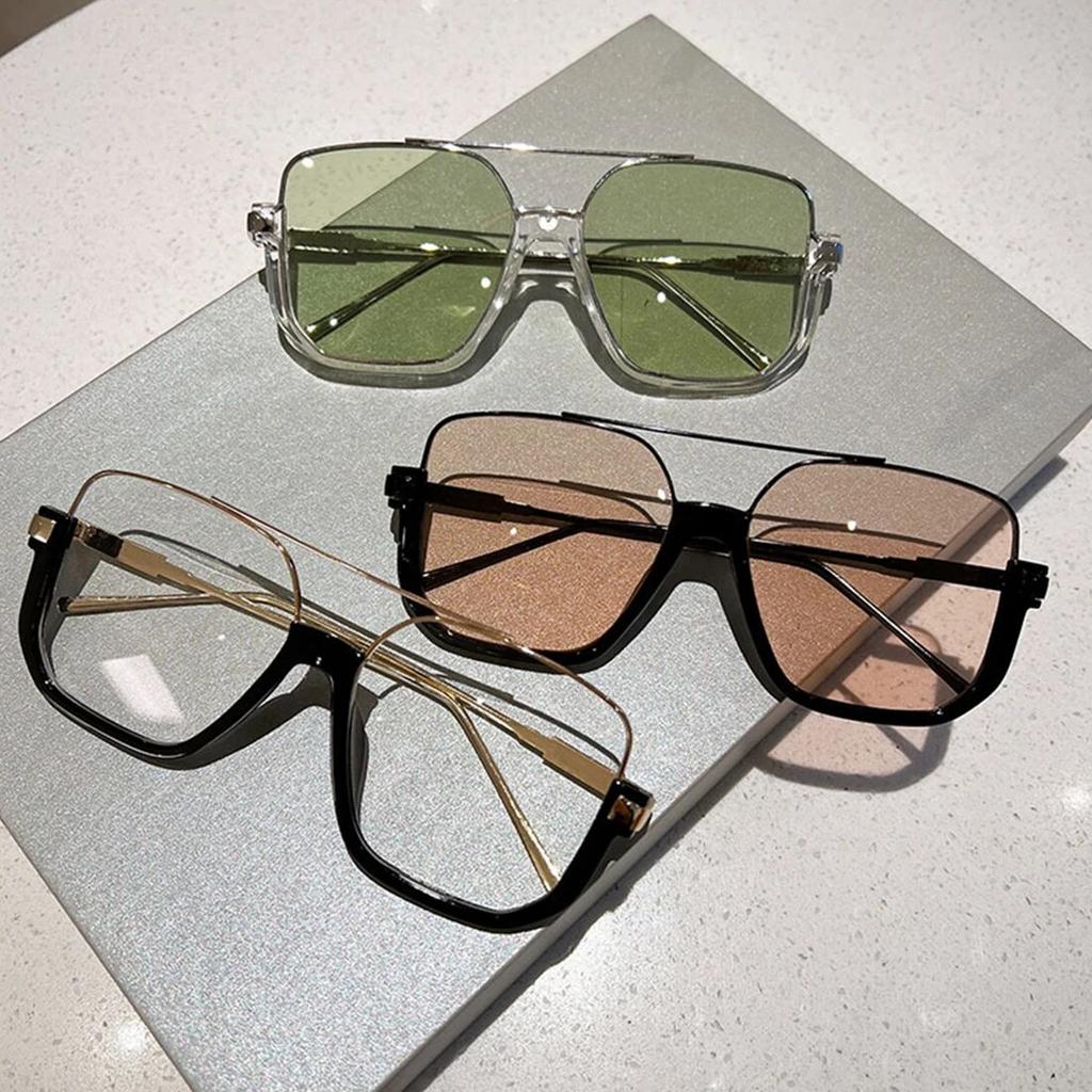 Fashion Vintage Oversize Square Sunglasses Women Men UV400 Shades Eyewear Trendy Ins Popular  Design Sun Glasses