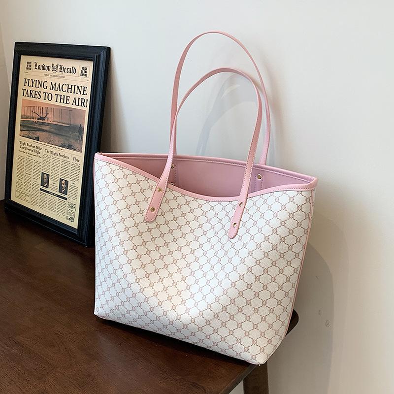 Women's bag new 2025 Korean version shoulder bag printed plaid tote bag handbag mother and child large capacity bag