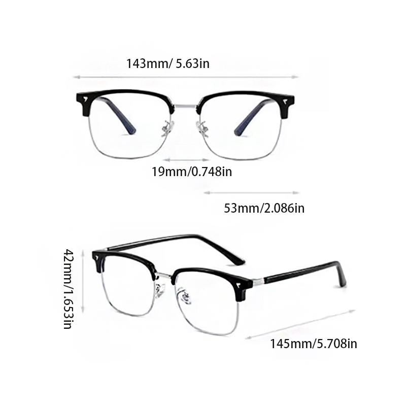 Computerbrillen für Herren Damen Metall Quadratisch Halbrahmen Transparent Brillen Mode Blaulichtfilter Brillen