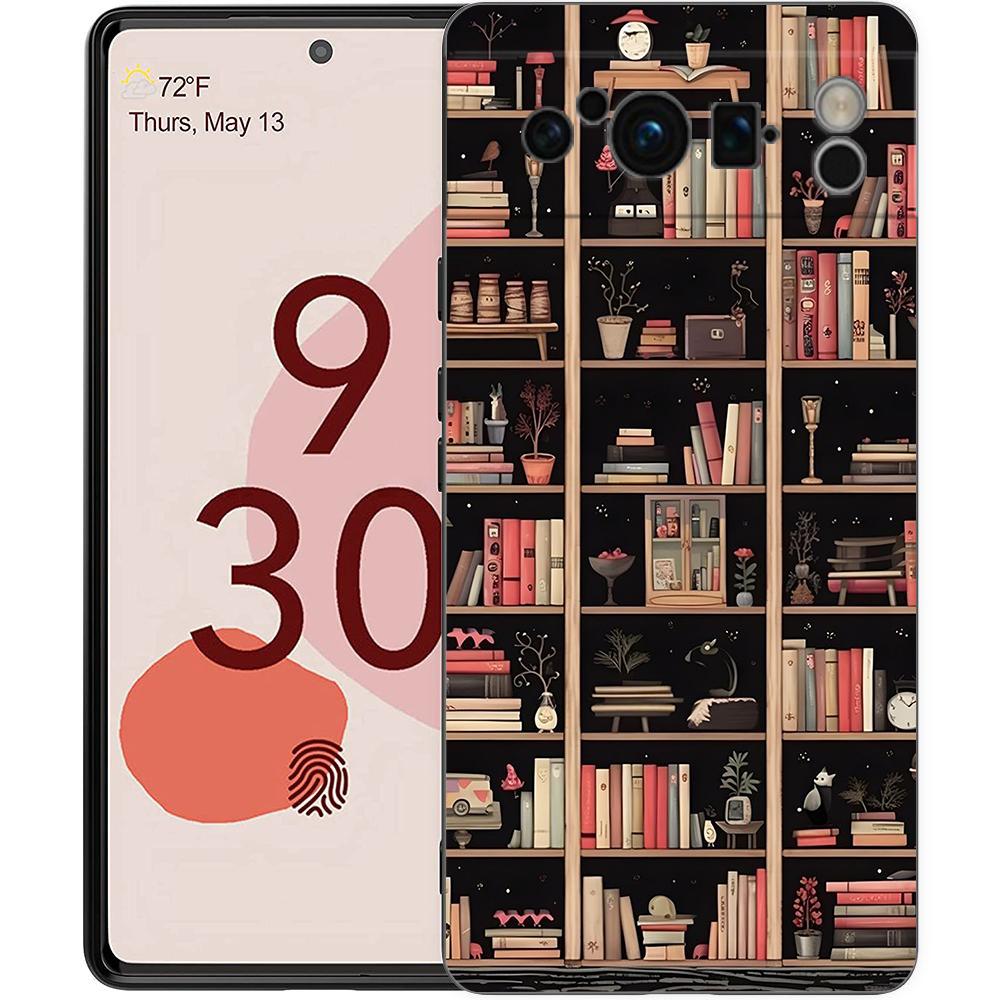 Luxury TPU Phone Case For Google Pixel 9 8 8A 7 7A 6 Pro XL 6A 5G Read Books Illustration Black Soft Back Cover