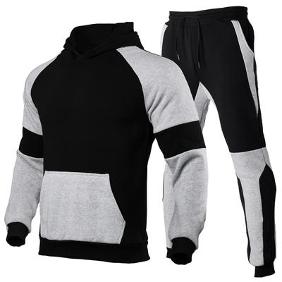 Men's Plus Size Color Combination Hoodie Hooded Fleece Set