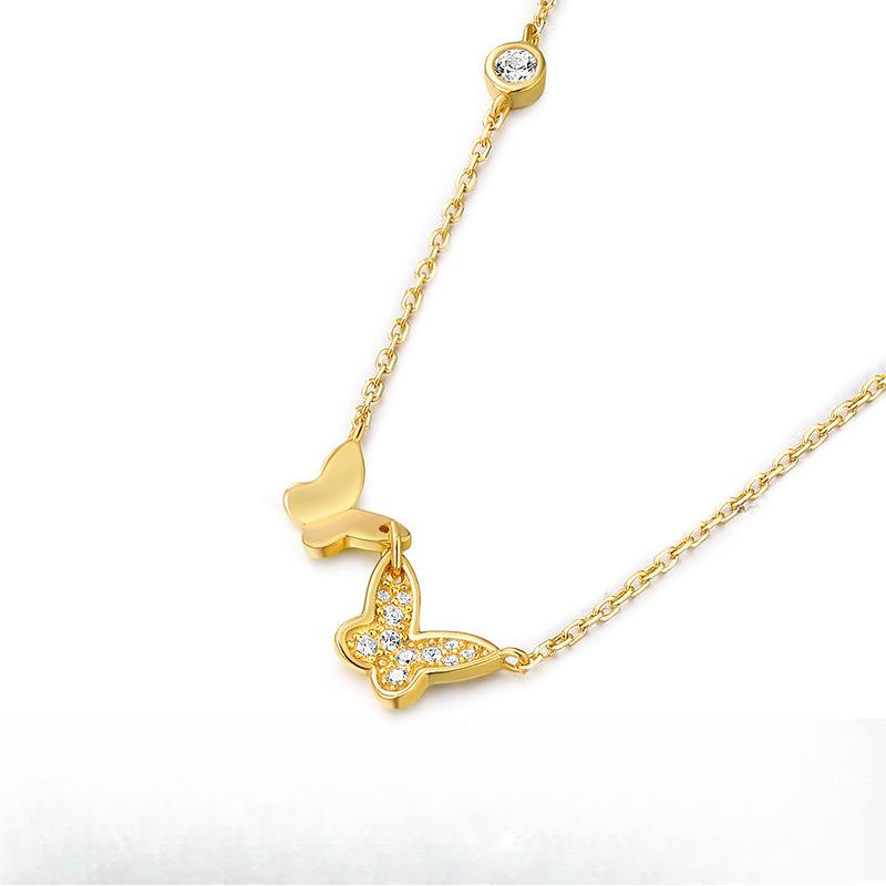 Lekki luksusowy styl naszyjnik motyl seria leśna delikatny cyrkoniowy łańcuszek jako prezent dla dziewczyny nowy styl