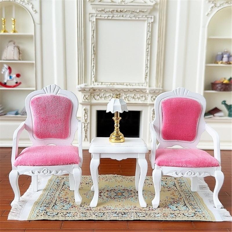 1/12 Doll House Miniature Furniture Model Armchair Table For Parent Kids Interactive Pretend Play Craft Model Scene Props