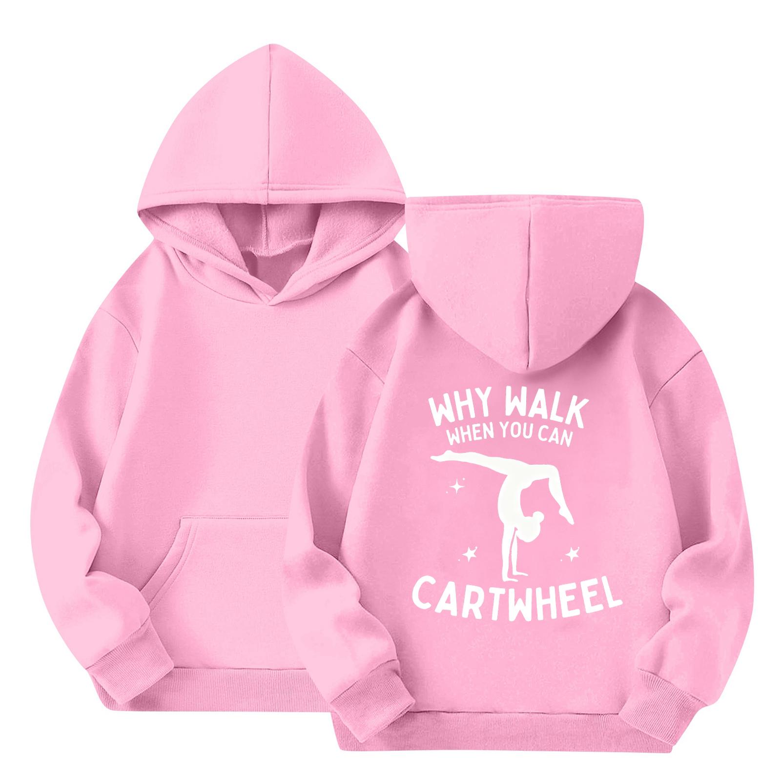 

Children s Casual Round Neck Printed Pullover Long-sleeved Hooded Sweatshirt Top 160 розовый