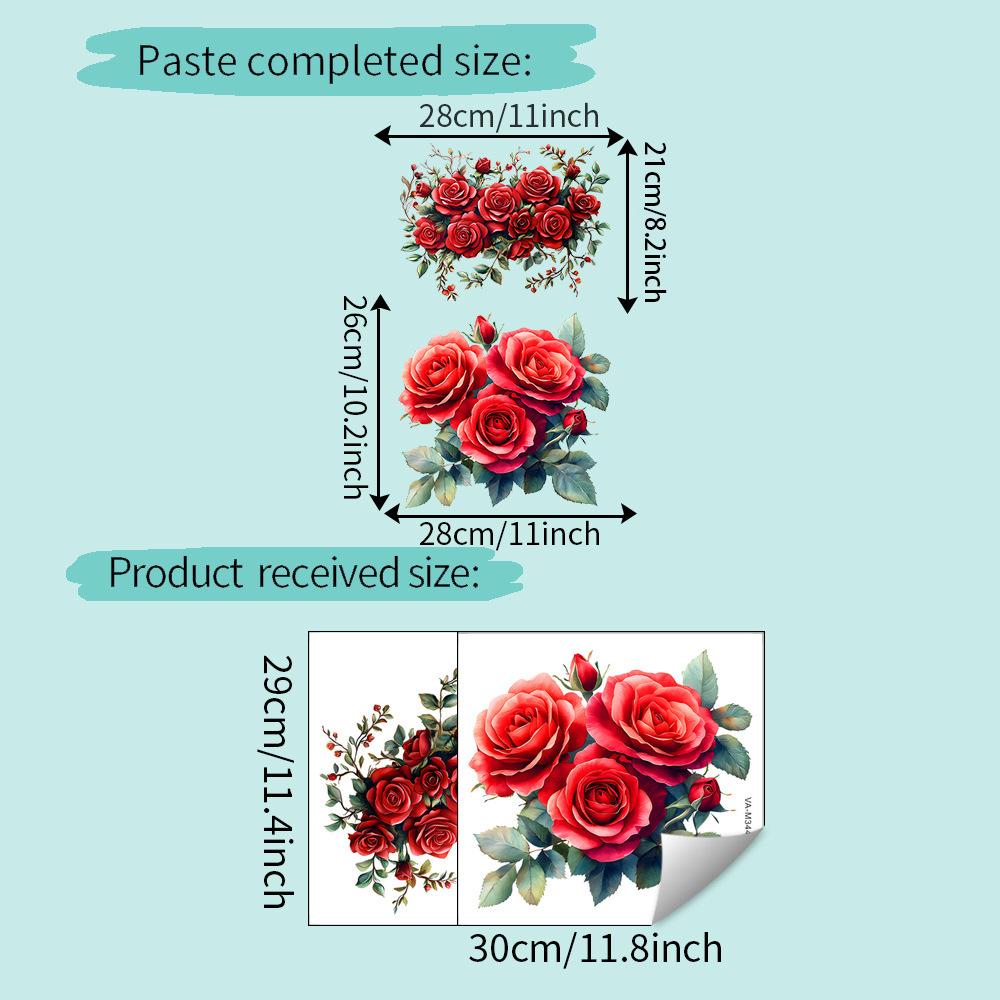 

Watercolor Rose Flower Stickers Self-Adhesive Toilet Bathroom Bedroom Decorative Decals 29x30cm 2pcs