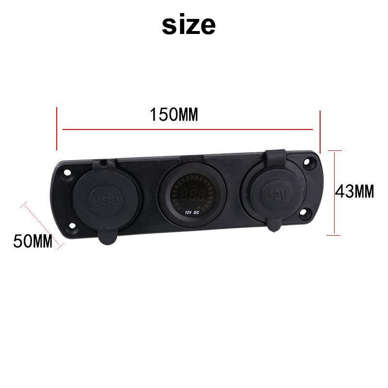 Wasserdichte 12V 3 Löcher Panel Dual USB Auto Ladegerät Steckdose Bunte Bildschirm Voltmeter Kombination Zubehör