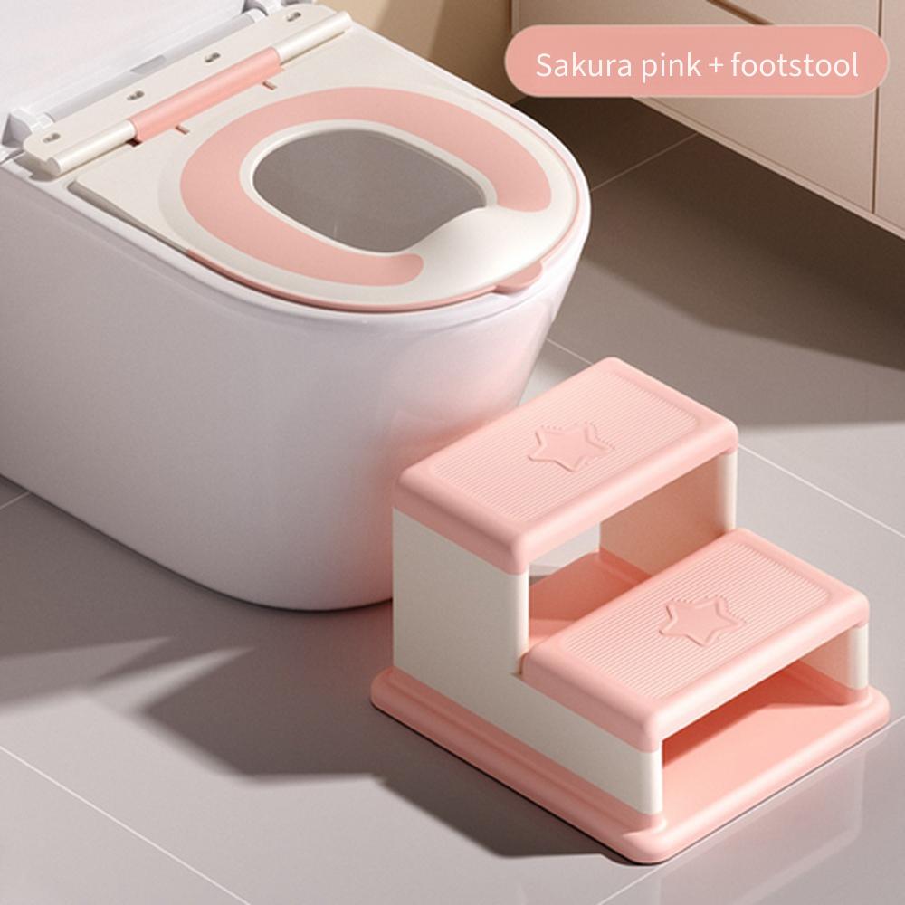 Folding Kids Step Stool, Double Layer Movable Toddler Stool for Sink & Toilet, Bathroom Foot Stool