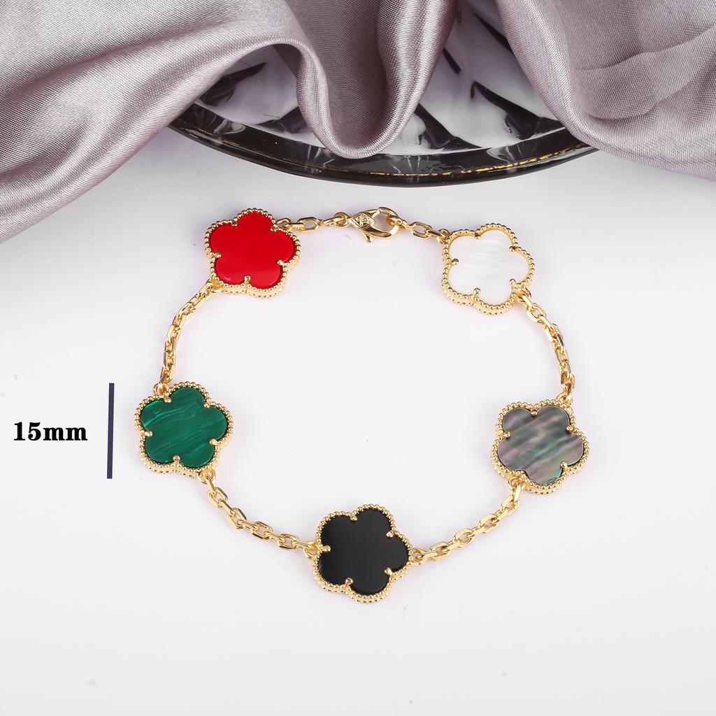 INS Hot Sale 15mm Five Leaf Flower Bracelet Natural Shell Flower Jewelry For Women Girls Party Wedding Daily Wear Jewelry Gift