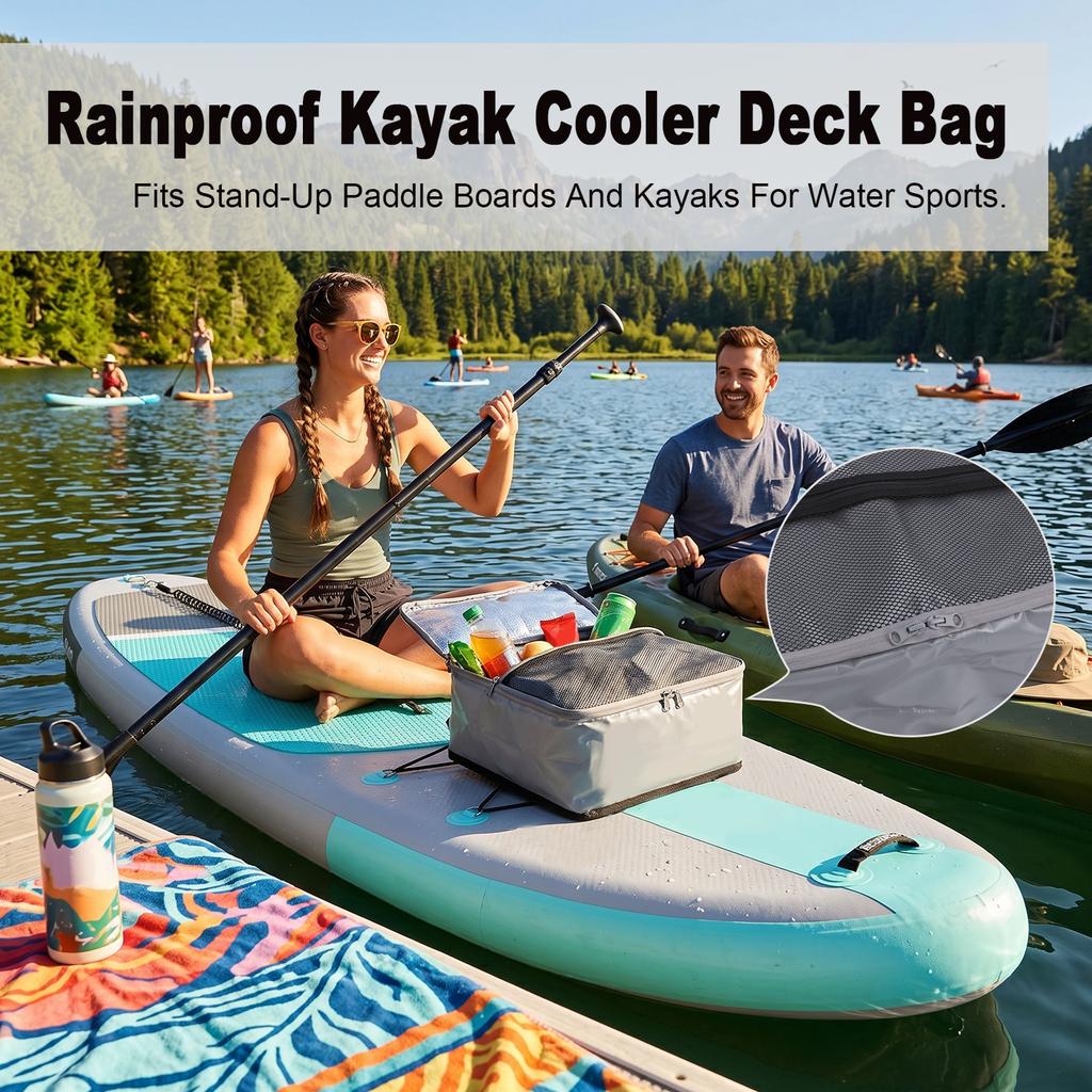 Borsa termica da 20L Borsa da deck isolata per Stand Up Paddle con 4 fibbie metalliche Design a prova di perdite Tasca in rete Accessori per kayak
