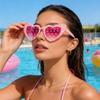 Fashion Heart Shaped Sunglasses with Pearls Women Retro Cat Eye Sun Glasses Colorful Party Favors Decorative Glasses for Girls