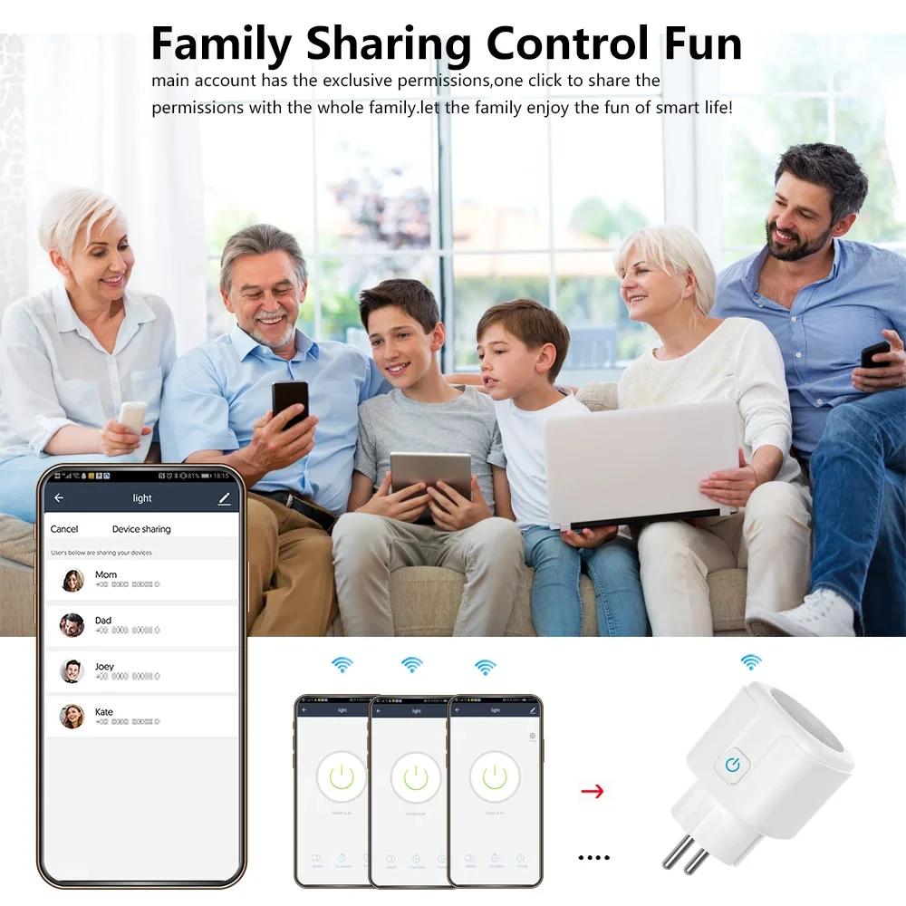 16A/20A Tuya EU WiFi Smart Plug Socket with Power Monitoring Voice Control AC 100-240V Compatible with Alexa Google Assistant