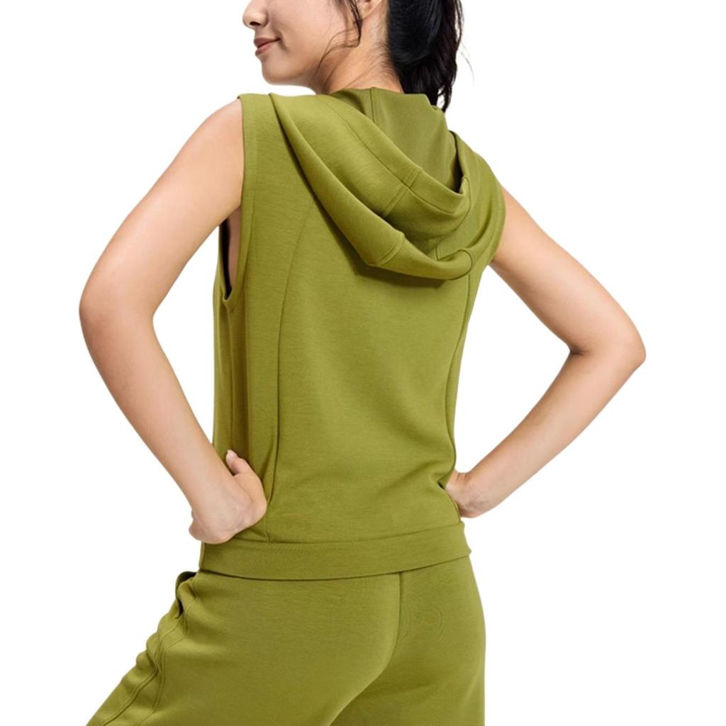 SAUCONY Solid Color Hooded Sleeveless Vest Women Vest Avocado-Green SC1230016DY-GE68