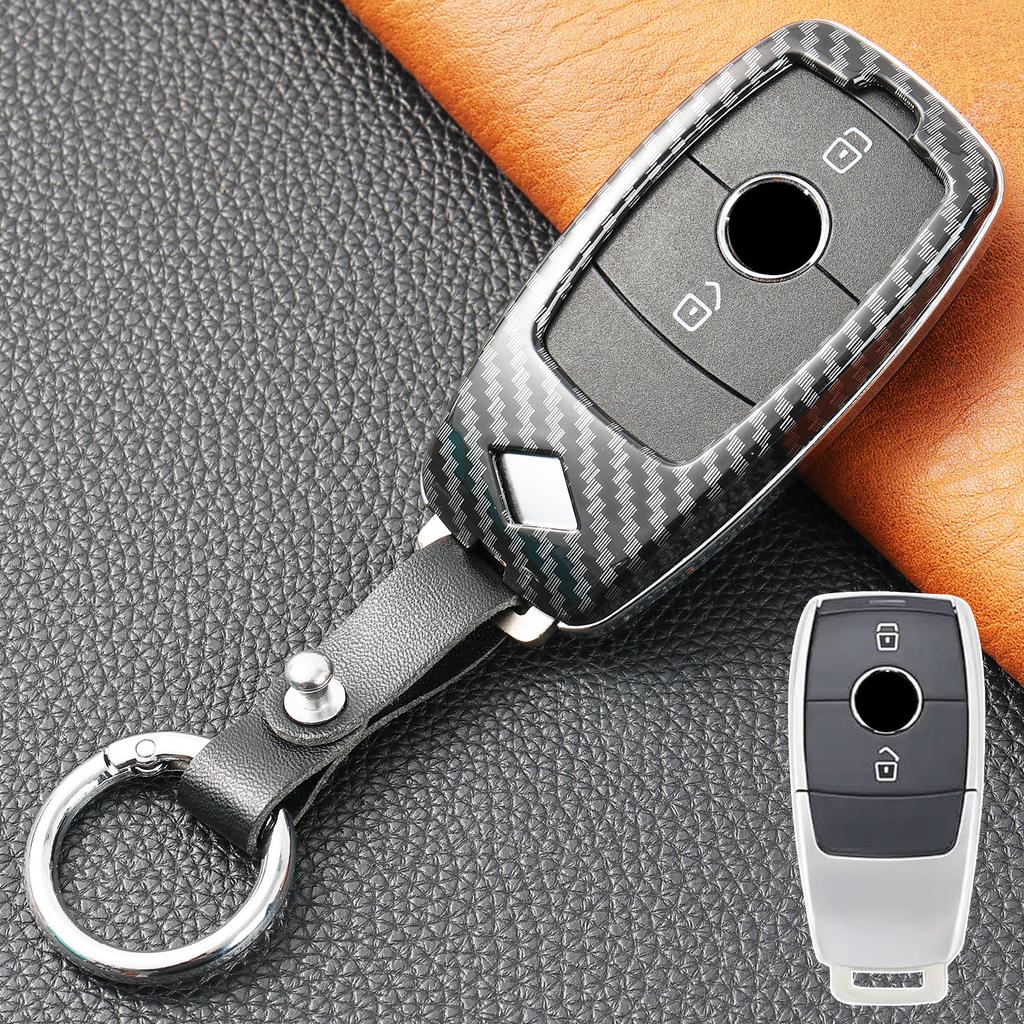 Remote Carbon Fiber Car Key Chain Ring Cover Case Holder 2 3 4 Button For Mercedes Benz C E S Class ML SL SLC GLA GLB GLC X253