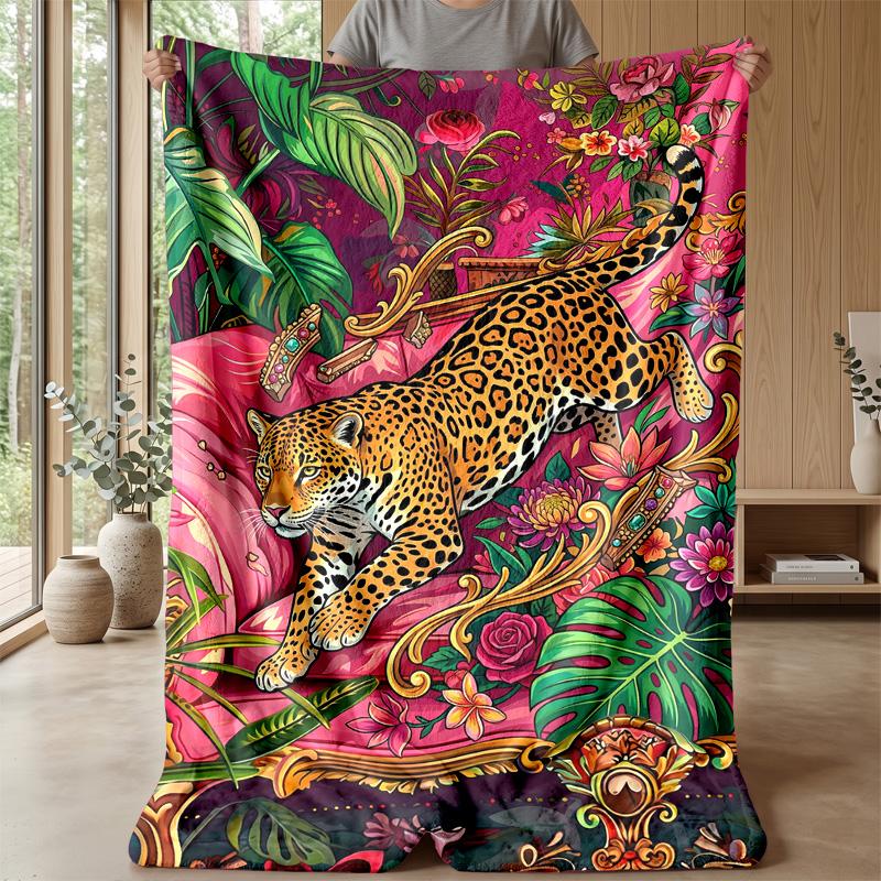 Leopard in Abstract Colors 1 Theme blanket Lightweight Warm Flannel Blanket Decorative Throw Blanket for Home Decoration