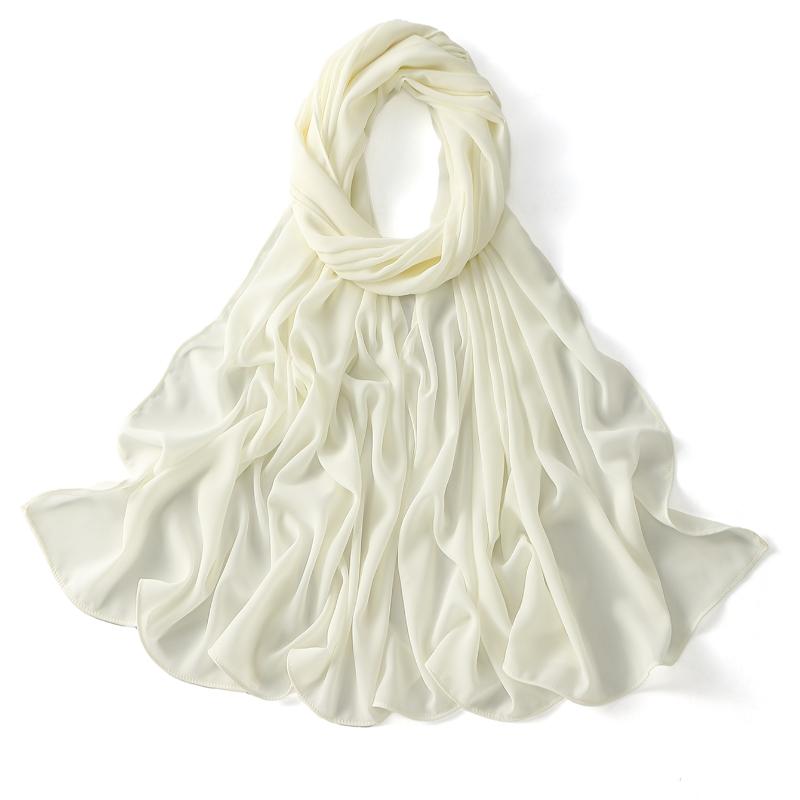 Women Heavy Chiffon Hijab Scarf Premium Chiffon Muslim Hijabs Plain Good Stitching Maxi Wrap Solid Color Musulman Femme Shawls