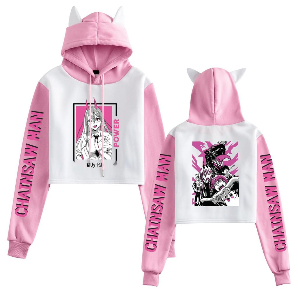 Chainsaw Man Anime Cat Ear Women's Hoodie for Autumn/Winter