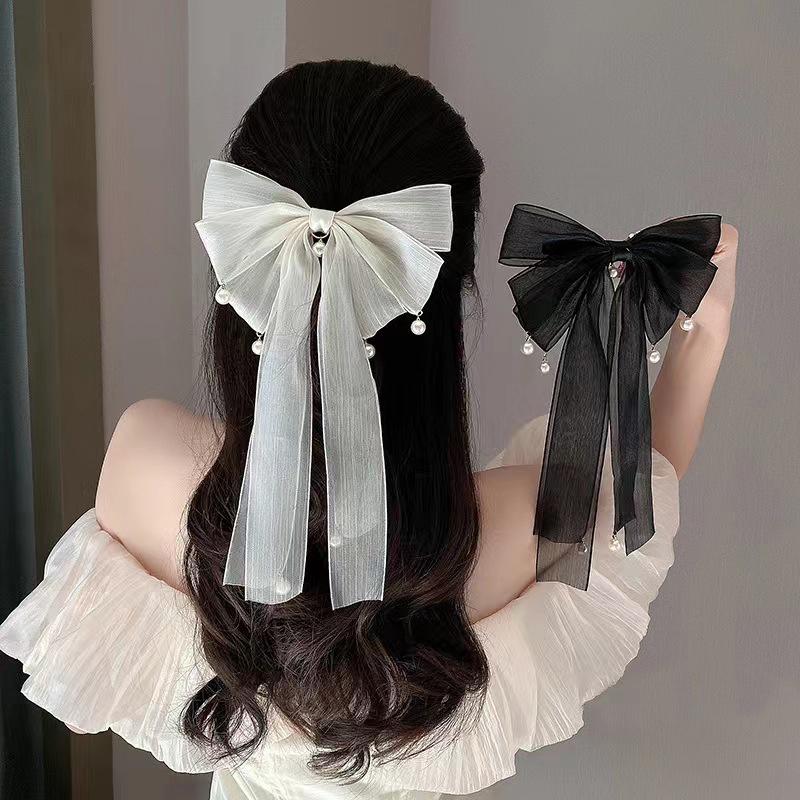 Elegant Streamer Bow Ribbon Hair Clip For Women Girls Simple Ponytail Hairpin Headdress Fashion Cute Hair Accessories Gifts