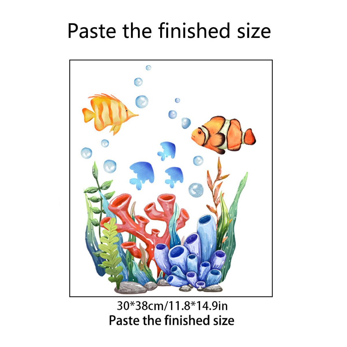 

T30 # морское дно животные кораллы водные растения стикер на стену ванная туалет украшения наклейки A-30x30cm-PET