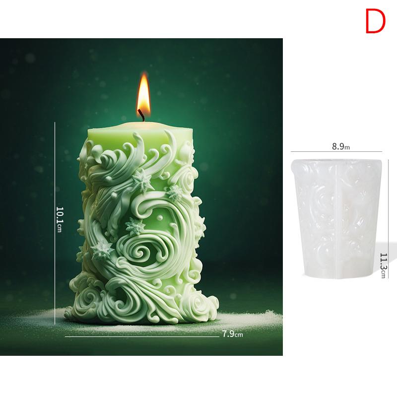 

Снежинка резная цилиндрическая силиконовая форма для свечей волнообразный спиральный узор круглая колонна мыло смоляная форма шоколадная сосулька художественный декор