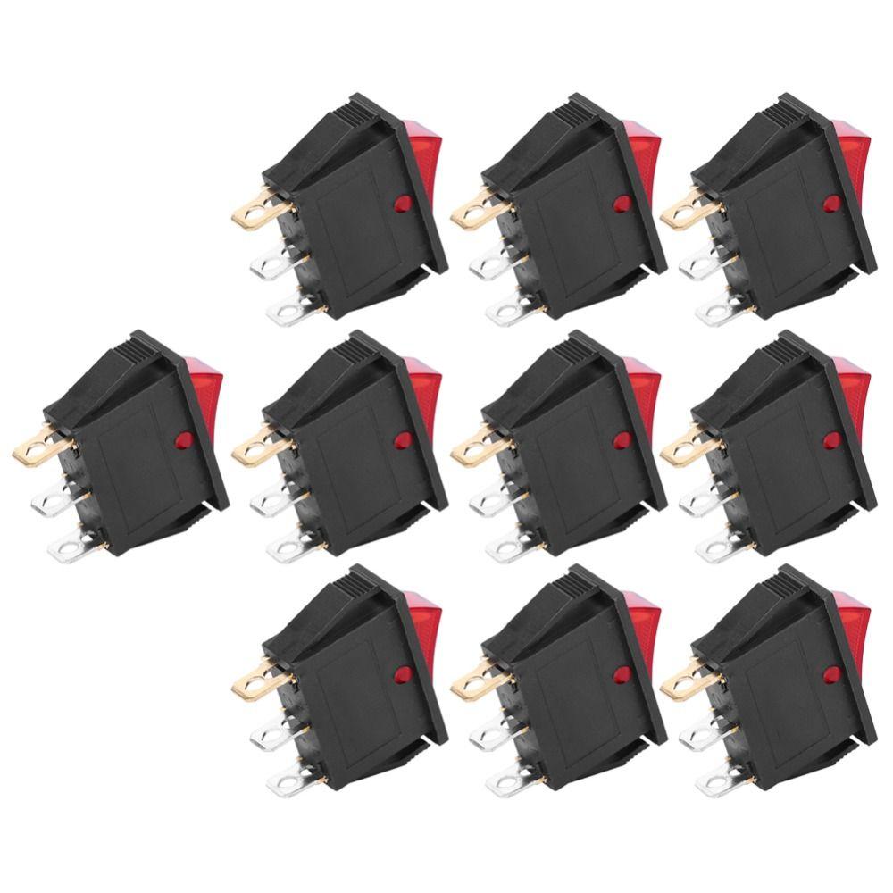10Pcs 20A 15A 125V 250V Boat Type Rocker Switches 3 Pin 2 Position Rocker on/Off  Test Stands