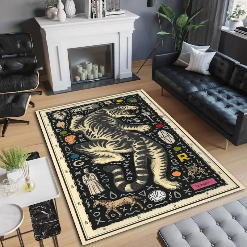 Modern Abstract Tiger Totem Carpet For Living Room Kitchen Home Decor Floormat Bedroom Entry Door Mat Bedside Sofa Foot Mats