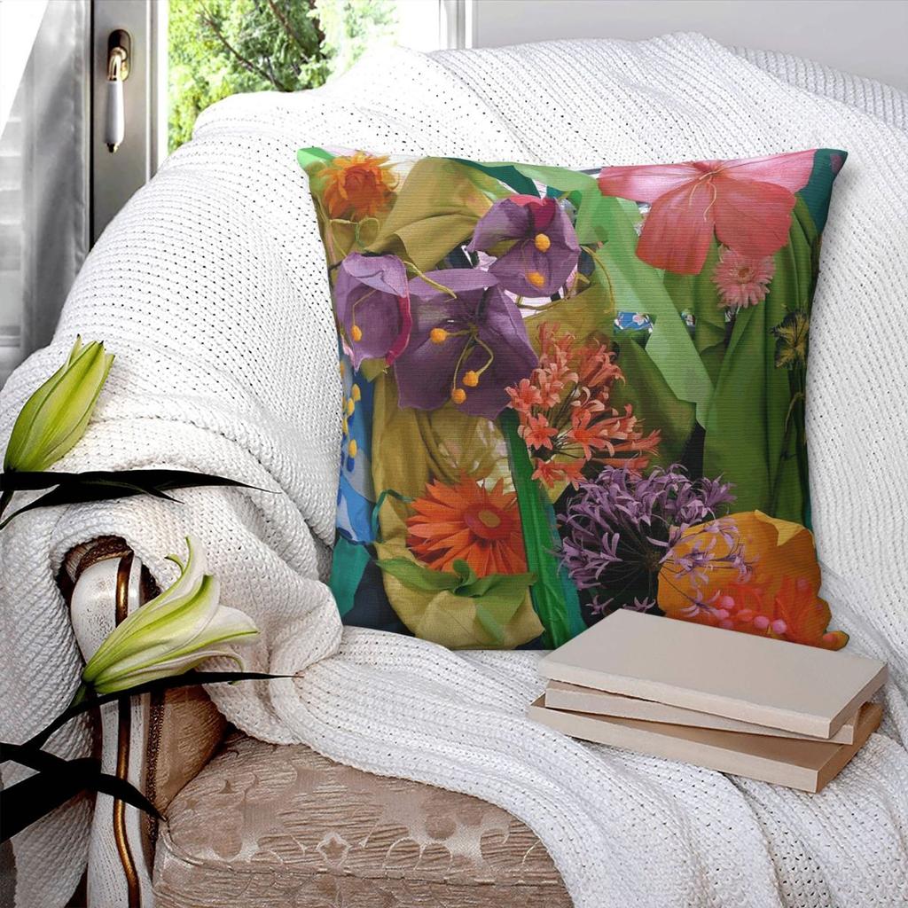 Exotic Paper Flowers Square Pillowcase Polyester Linen Velvet Creative Decorative Throw Pillow Case Sofa Cushion Cover