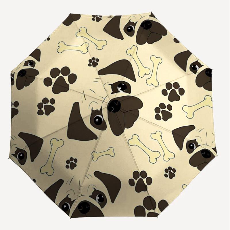 1PC Pug Bone Umbrella-8-Rib Reinforced Portable Folding Travel Suitable for All Seasons Outdoor Daily Use  -J0344