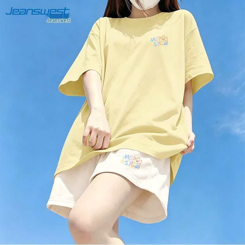 Jeanswest Women s Summer Cotton T-Shirt & Shorts Set L