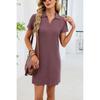 Spring Summer New Women's Solid Color Lapel Loose Short Sleeve T-shirt Dress For Amazon Europe America Cross-border Trade