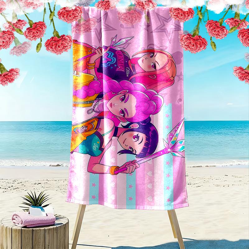 Huntrix Girl Print Beach Towel, Large Soft Quick Dry Towel for Beach Camping Swimming