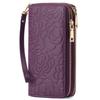 Women's Wallet Authentic Leather Long Double Zipper Bag Fashionable Camellia Top-layer Cowhide