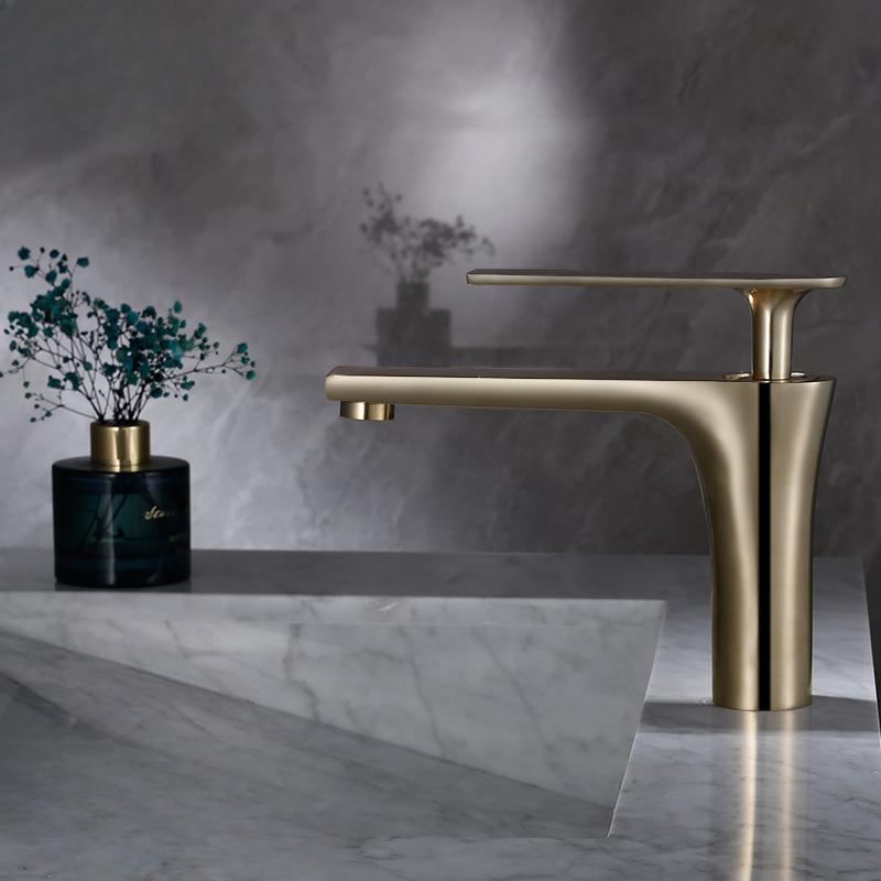 Bathroom Under Counter Basin Splash-proof Faucet Nordic Light Luxury Above Counter Wash Basin Full Copper Cold Faucet Bathroom Cabinet