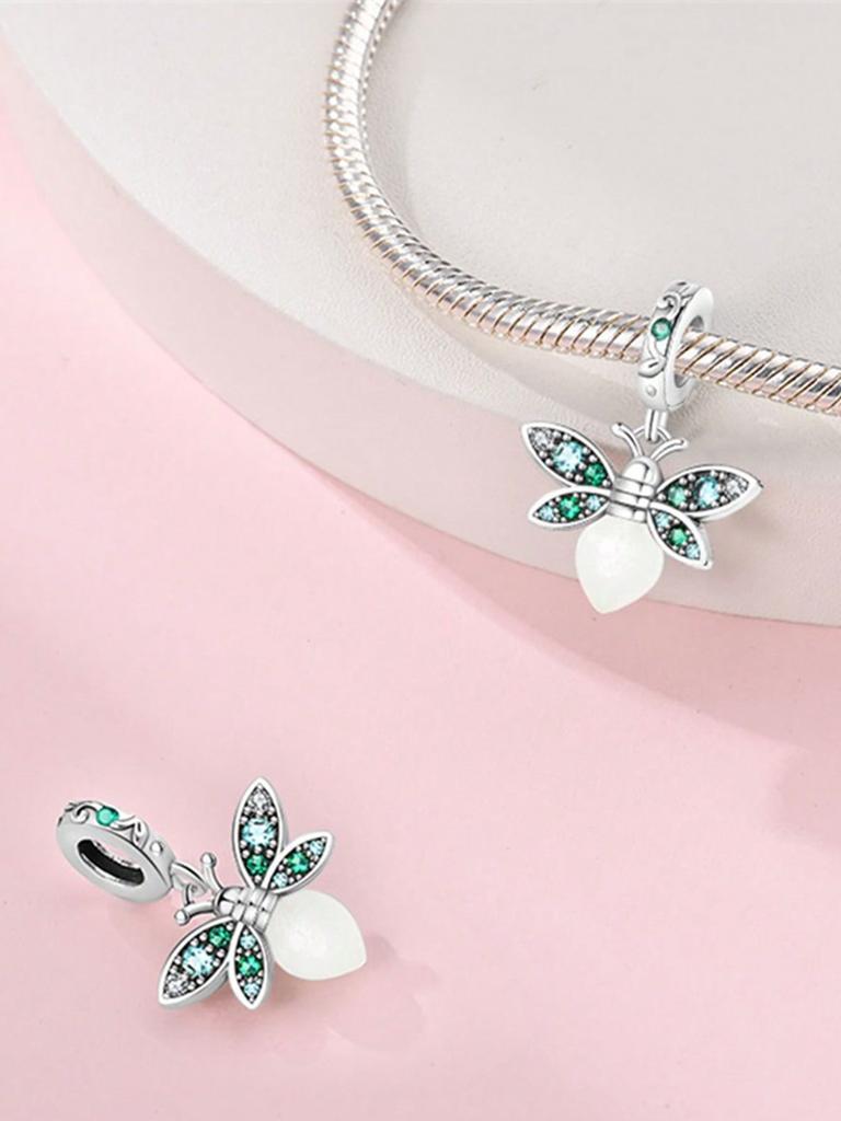 Pingente de Contas de Andorinha de Costas Verdes Banhado a Cobre Compatível com Pingentes Pulseira Original de Cobre Para Fazer Joias Pingente DIY
