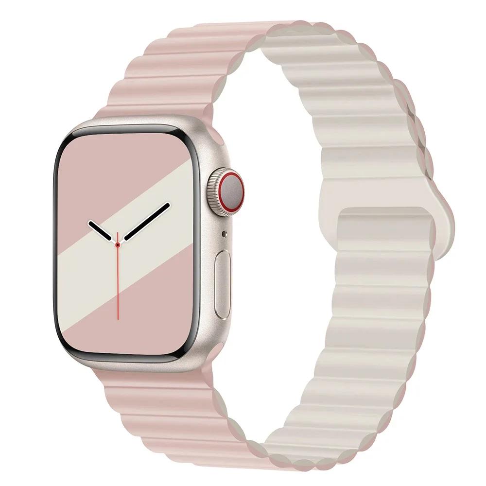 Magnetyczny Pasek Silikonowy Sportowy Bransoletki Do Apple Watch 41mm 42mm 44mm 45mm 46mm 49mm iWatch Seria 11 10 9 8 7 6 5 4se