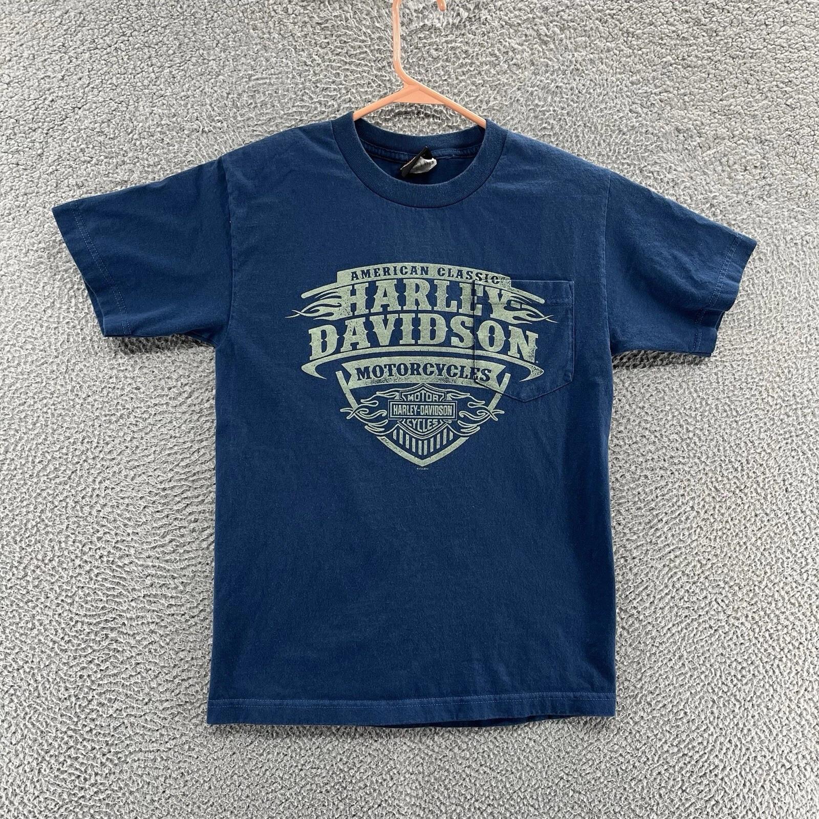 

Harley Davidson T Shirt Men Small Blue Motorcycle Biker Motown Detroit Logo S