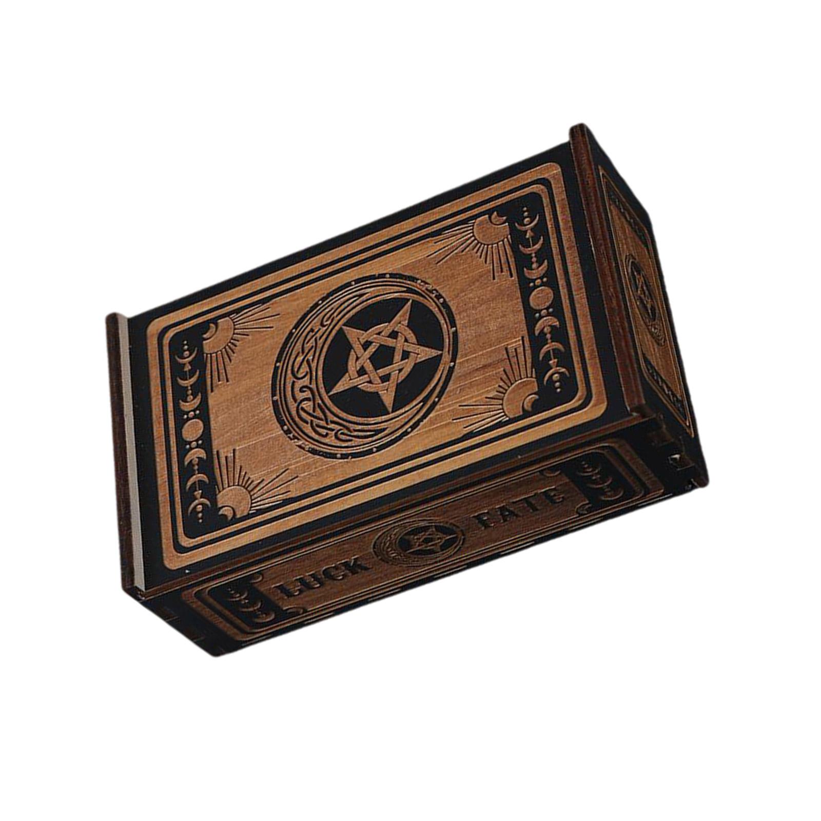 

Деревянный футляр для хранения карт Таро Push Pull Коробка для хранения карт Таро Портативный контейнер для карт Астрологические безделушки Коробка Enduring C