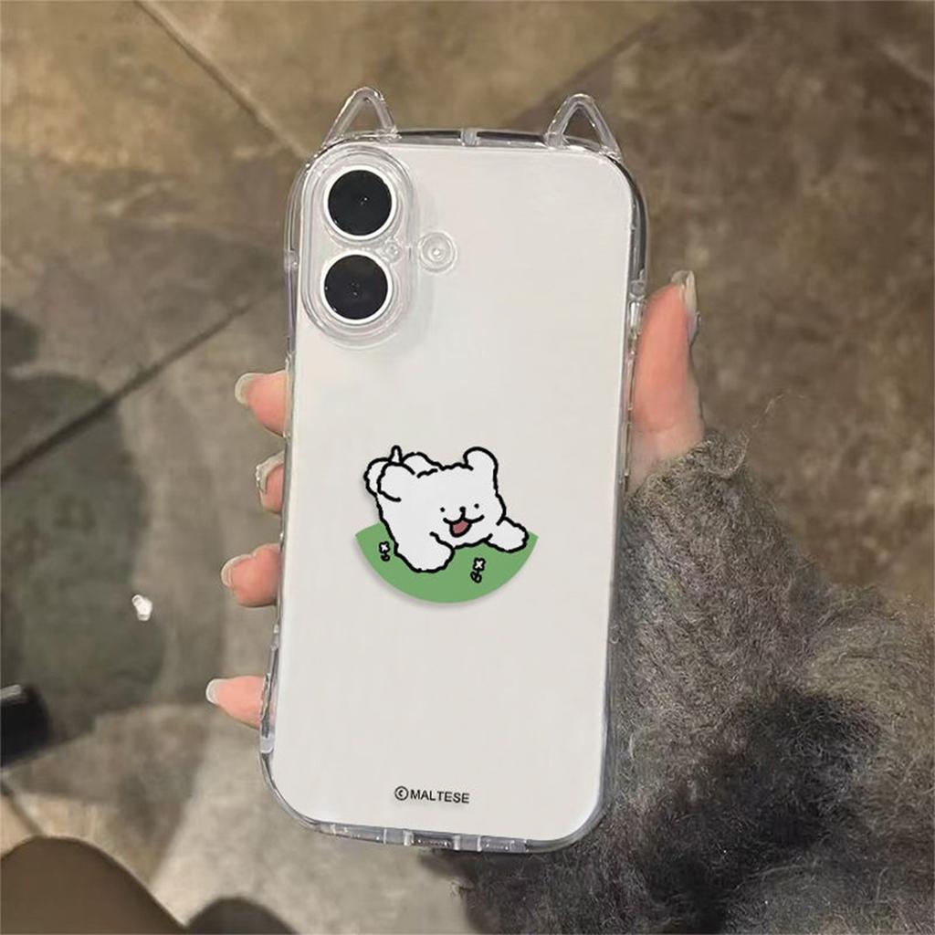 Katzenohren für Apple Handyhülle Neue Handyhülle Damen High-End Transparent Leichter Luxus Schlicht Cartoon Ins