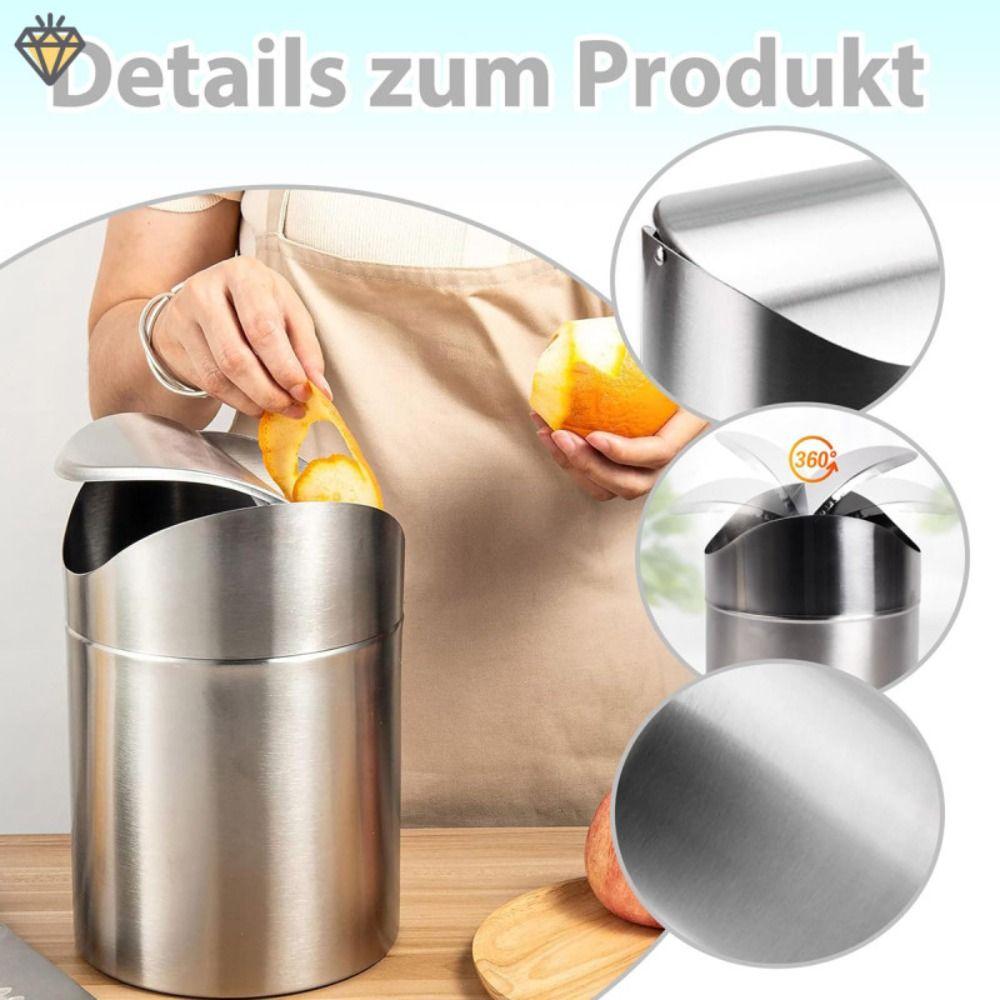 Stainless Steel Mini Flip Trash Can Dust-proof Creative Storage Bin Garbage Collector Coffee Table
