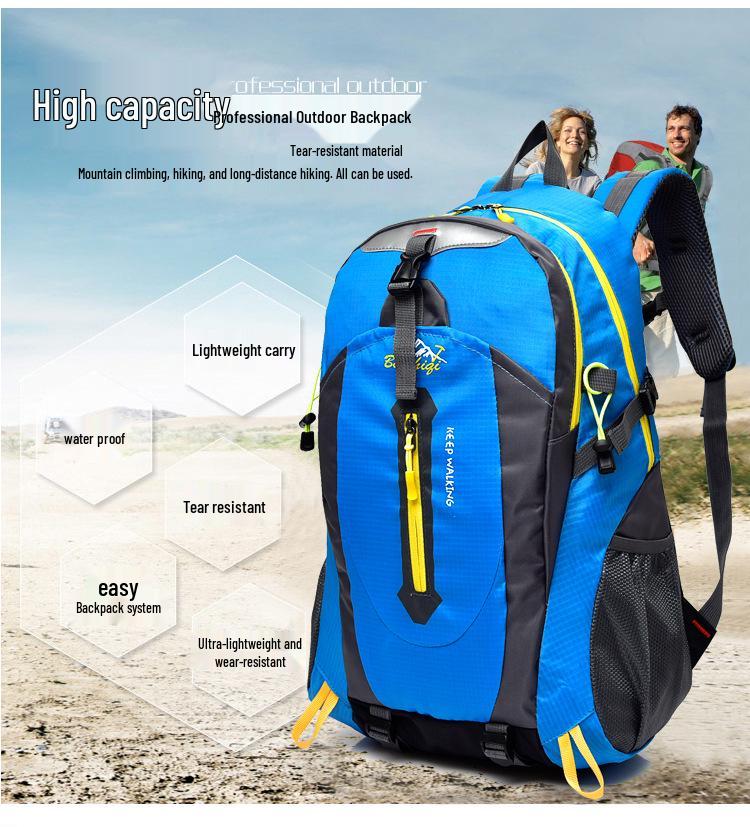 Men's Water-Resistant Lightweight Mountaineering Backpack - High Capacity, Durable, Dual-Shoulder Design for Outdoor and Casual Sports