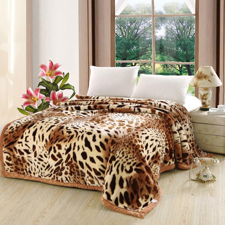 Koningin Maat Nerts Deken Fleece Bed Deken 2 Laags Omkeerbaar Zijdezacht Pluche Warm Deken voor Herfst Winter AB Patroon Gedrukt 150x200cm