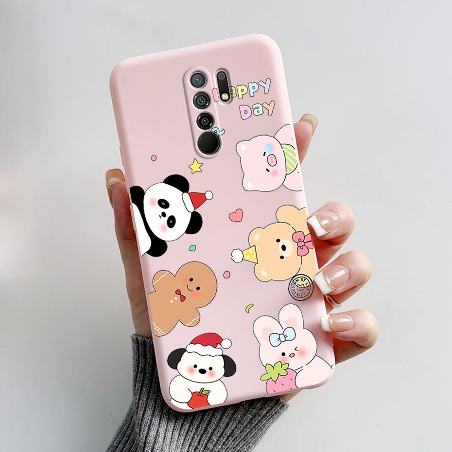 For Xiaomi Redmi 9 Case Redmi 9 Prime Cover M2004J19G M2004J19C redmi9 Cute Cartoon Bear Silicone TPU Soft Phone Case Back Cover