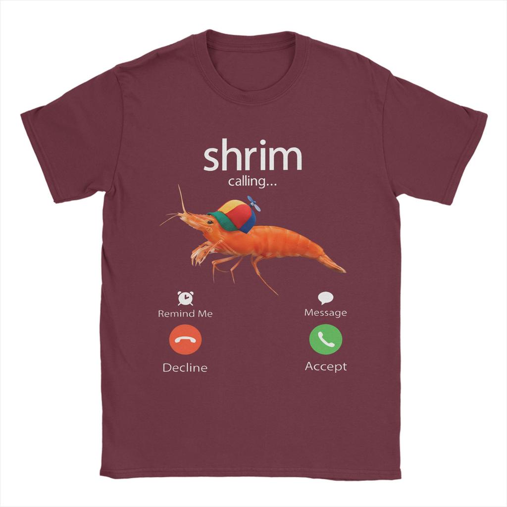 Men Shrim Is Calling Misspelled Shrimp Incoming Call Meme T Shirts  100 Cotton Top Tees Beach O Neck Tee Shirt Big Size 5XL 6XL
