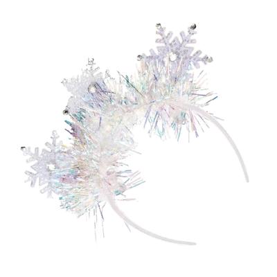 Cute Snowflake Hair Accessories White Glittering Rhinestones Headband for Holiday Festival and Winter Party Supplies