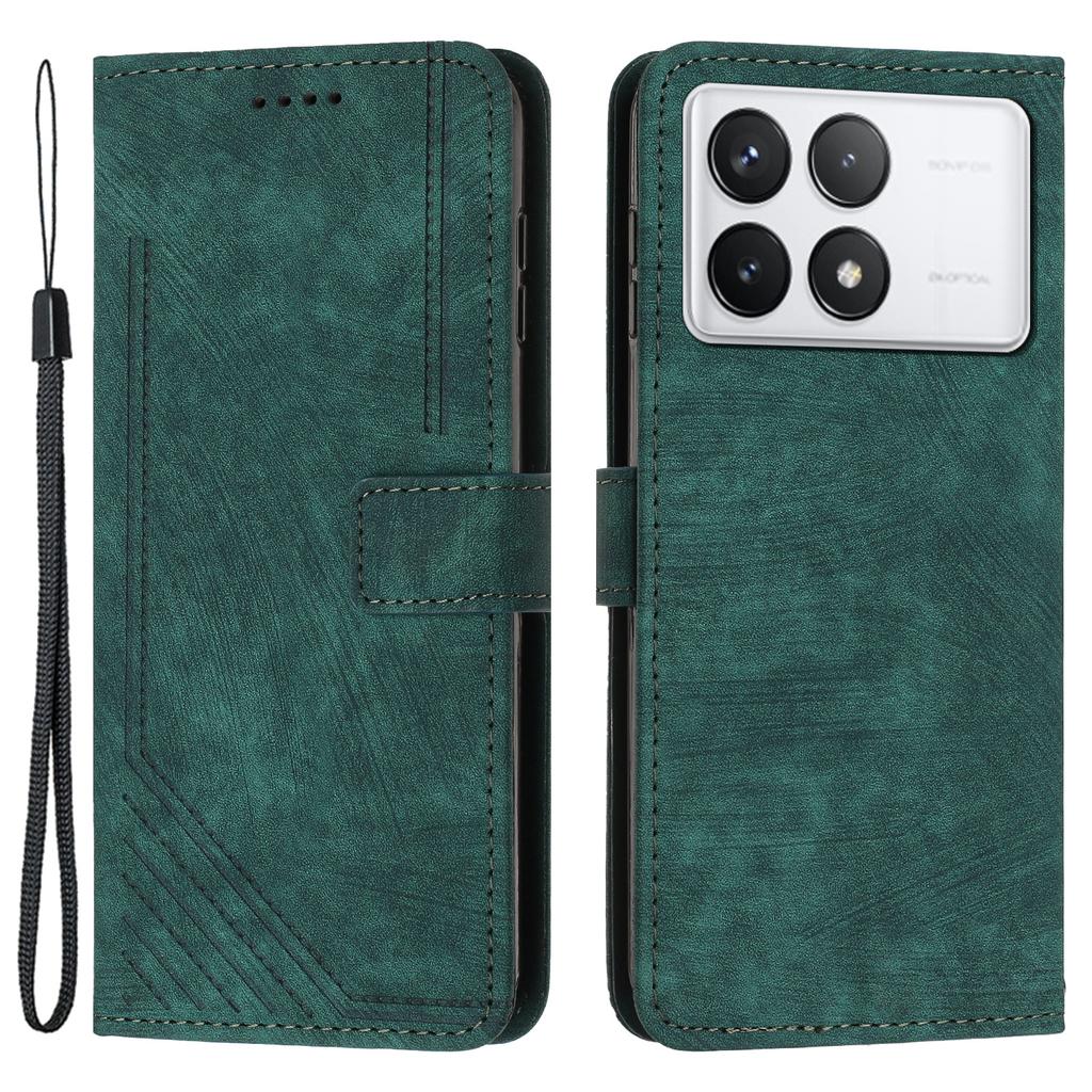 For Xiaomi Redmi K70E 5G/Poco X6 Pro 5G Phone Case Wallet PU Leather Flip Line Imprinted Cover