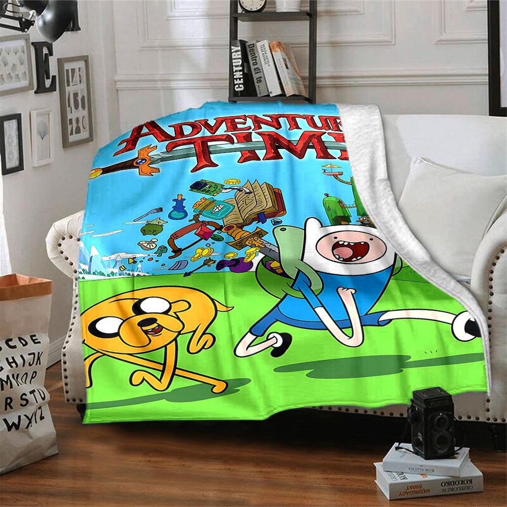 1pc Adventure Time Flannel Throw Blanket - HD Printed Lightweight Soft Warm All-Season Blanket for Sofa, Bed, Travel, Camping 183