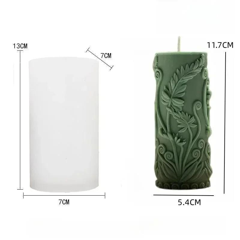 3D DIY Shell candle silicone mold striped cylindrical Roman pillar candle silicone mold home decoration bear silicone mold